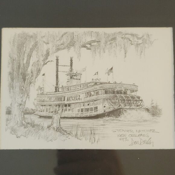 VINTAGE 1976 Don Davey Signed Prints/Sketches Steamer Natchez & New Orleans St - Picture 2 of 7